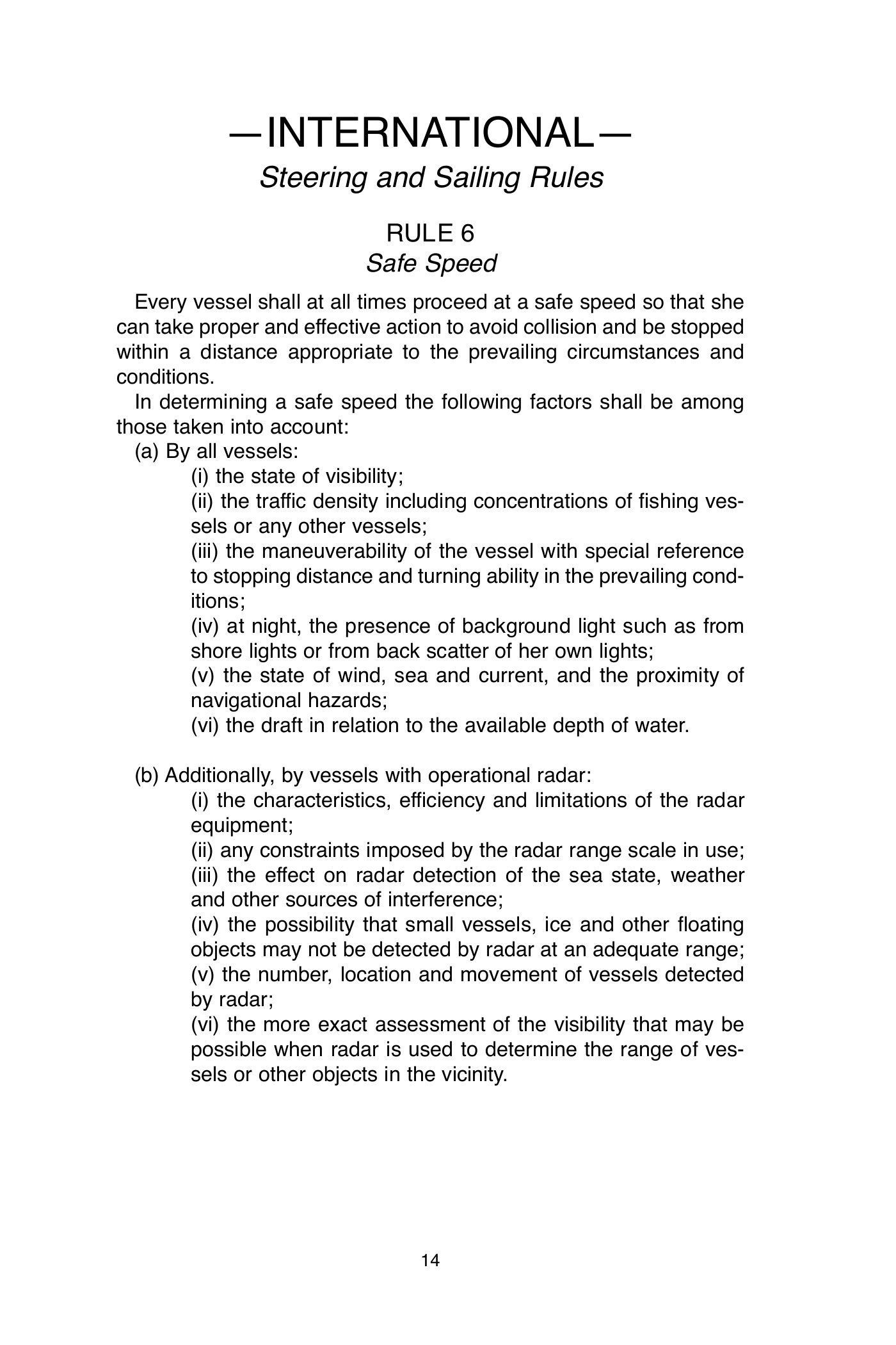 Navigation Rules Rule 6 — Safe Speed