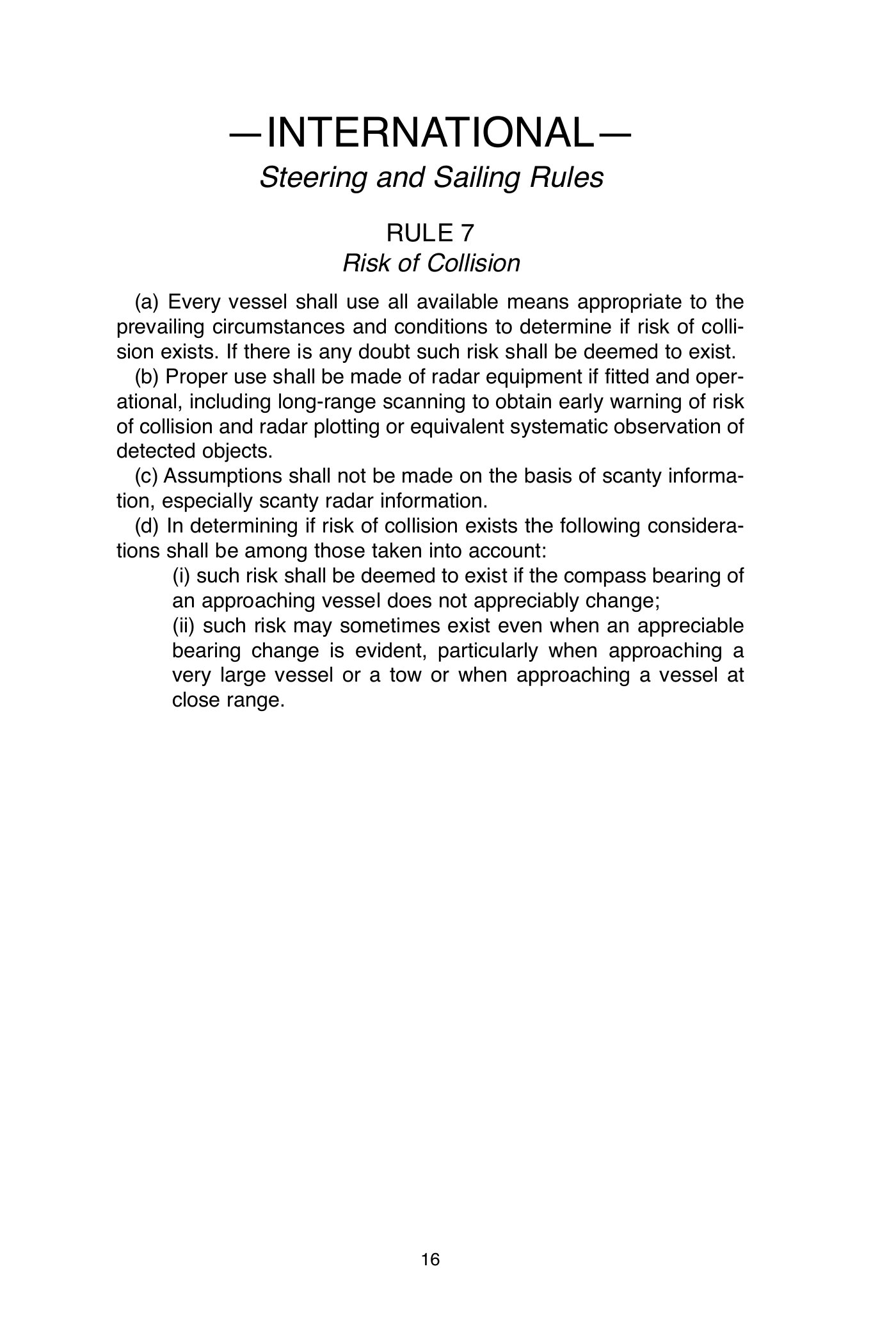 Navigation Rules Rule 7 — Risk of Collision