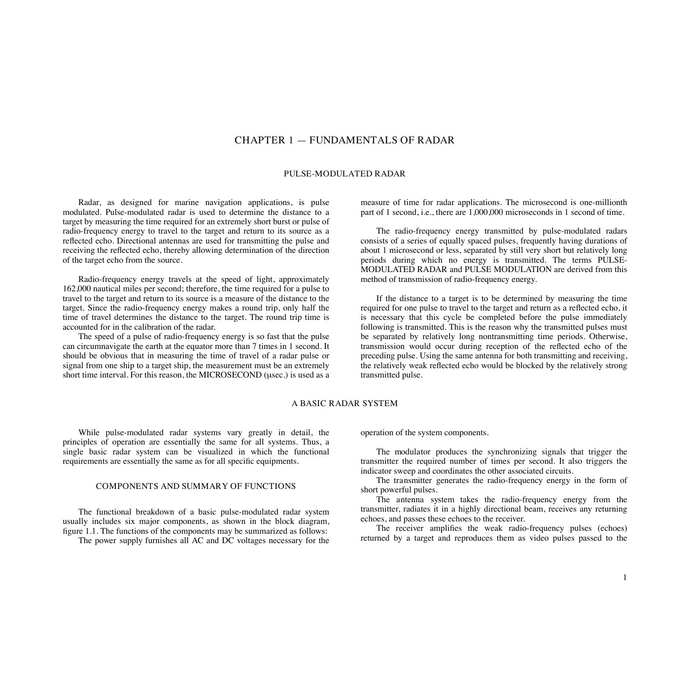 Cover page of Chapter 1 · Fundamentals of Radar