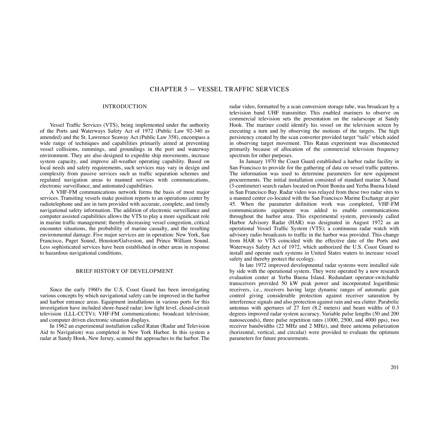 Cover page of Chapter 5 · Vessel Traffic Services